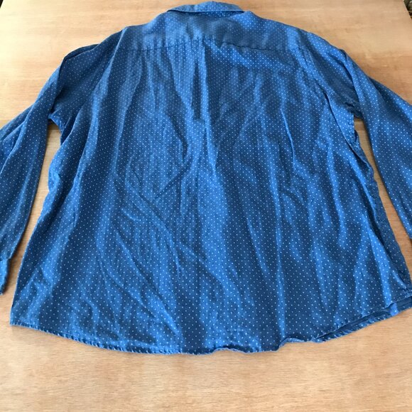 Tasso Elba 100% Linen Shirt Men XXL Blue Dots Button Up Pocket Long Sleeve 16742 - Picture 2 of 13